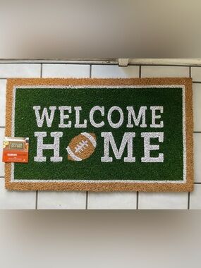 New Welcome Home Football Doormat 18 in. x 30 in. - Green and Brown